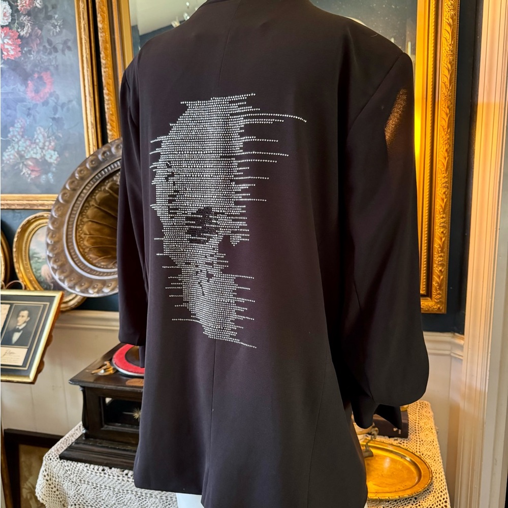 Black Blazer with Rhinestone Design